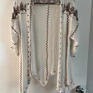 Buckle Gimmicks Cream and Brown Boho Cardigan size Large